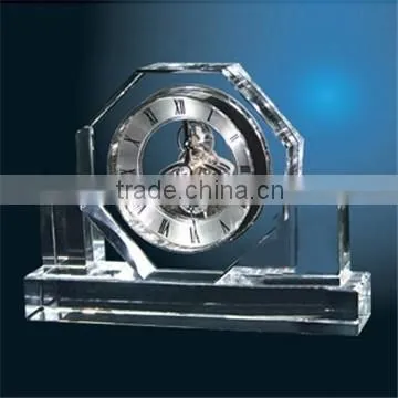 Crystal mechanical table clock with customized logo