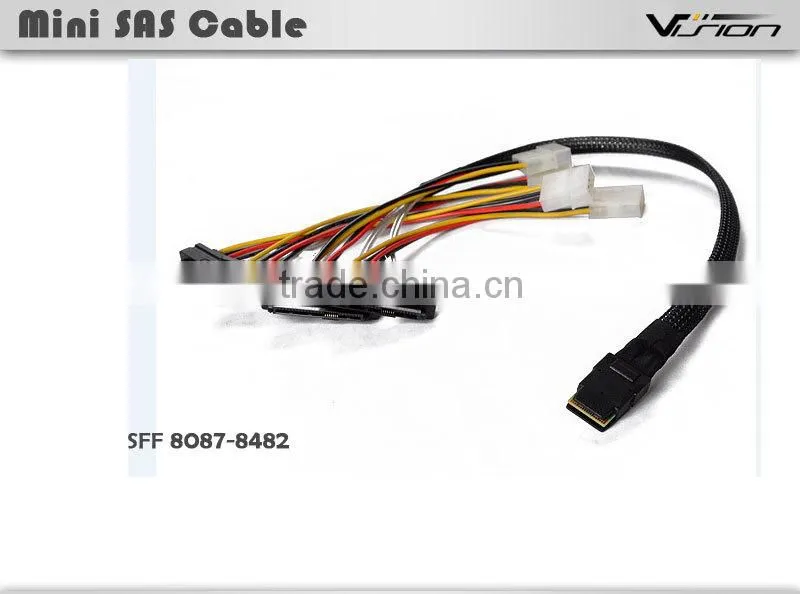 1m black 30AWG Internal Mini SAS 36pin (SFF-8087) Male to SAS 29pin Female with 4pin Power (SFF-8482) Cable