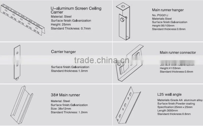 Recyclable Aluminum Sheet Wood Grain Aluminum Suspended Ceiling Tiles U Aluminum Screen Ceiling