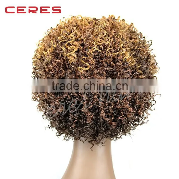 cheap wholesale price High Temperature Fiber synthetic wig futra fiber short kinky curl afro curl Wig