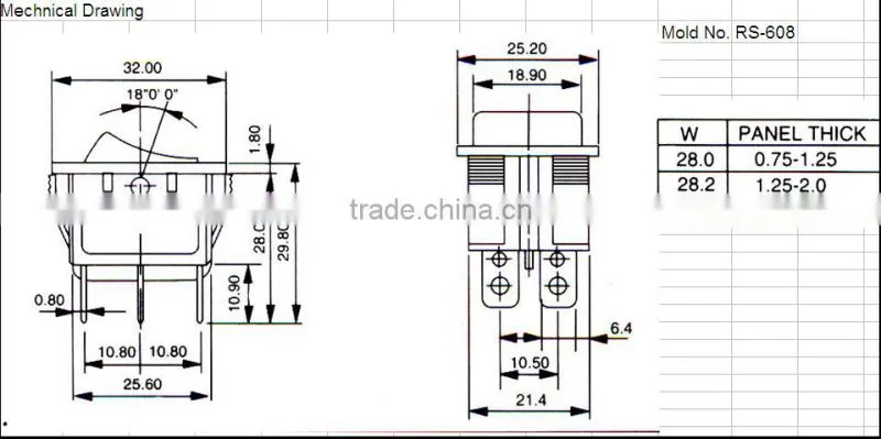 standard grounding red lamp rocker switch 4 pin KCD-4 switch