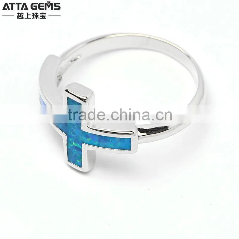 Synthetic opal gemstones ring 925 silver ring fashion