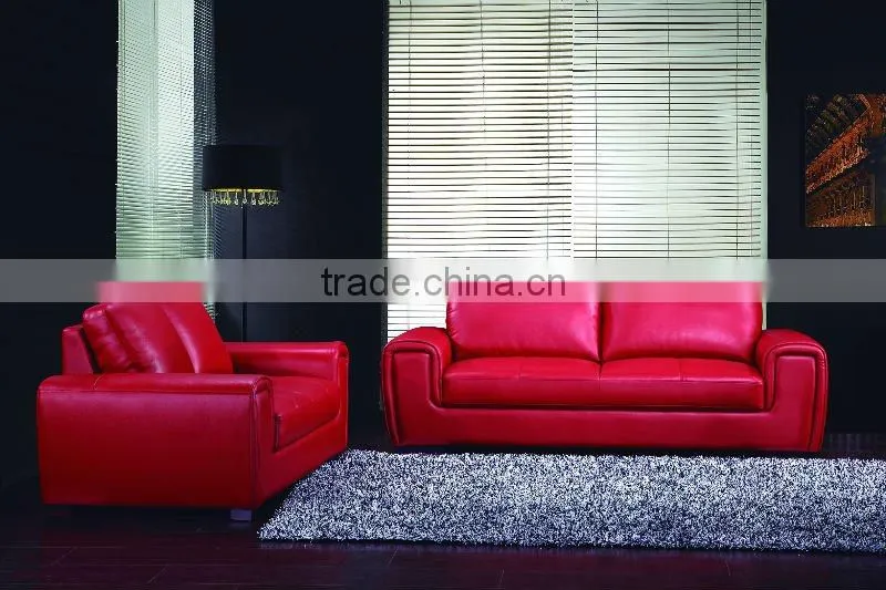 Mid century genuine leather sectional sofa pink