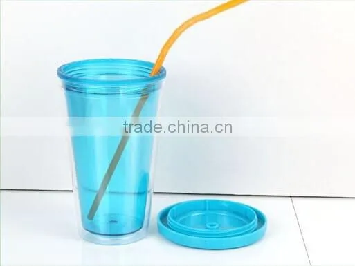 BPA Free Double Wall Pint Cup 16OZ/480ML with insert colorful PVC