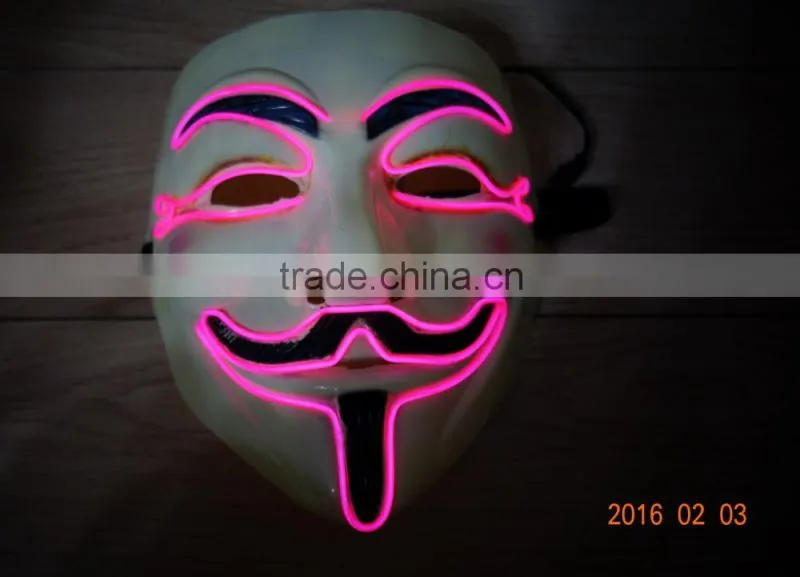 Hot Selling Party EL light Mask / EL WIRE V for Vendetta Mask