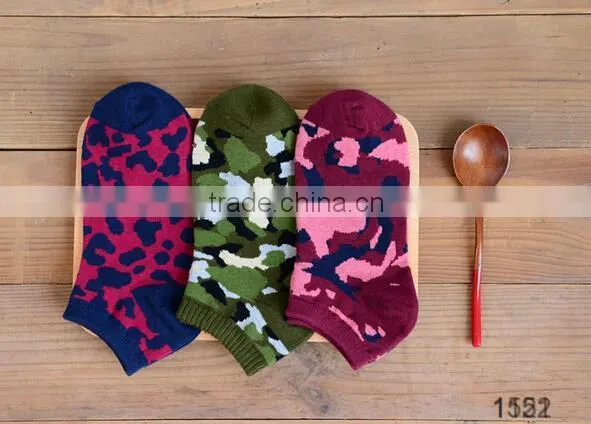 high quality thick custom colorful camo women's camo ankle socks