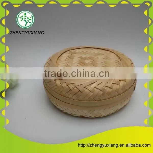 Handwoven bamboo teacup container with lid