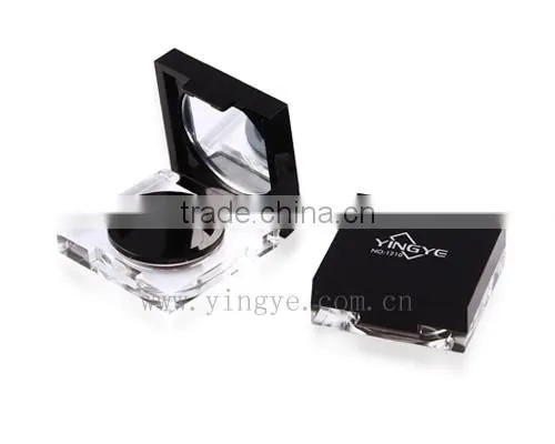 Acrylic glass small capacity custom black square recyclable compact powder case with mirror