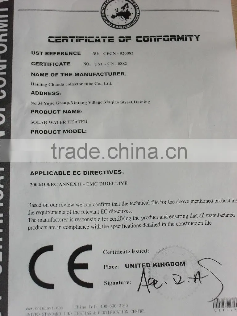 separated heat pipe pressure solar water heater