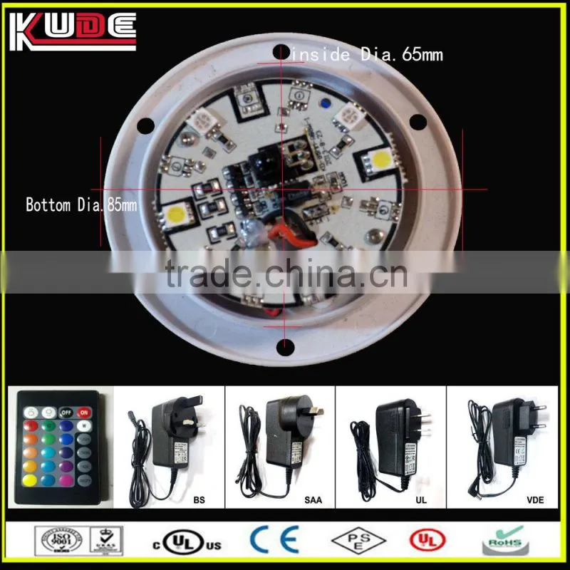 bottom dimensions 85mm SMD RGB lamp round LED light base with rechargeable battery