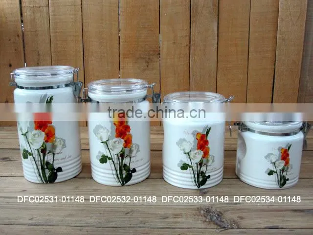 ceramic food storage airtight jar with transparent airtight lid