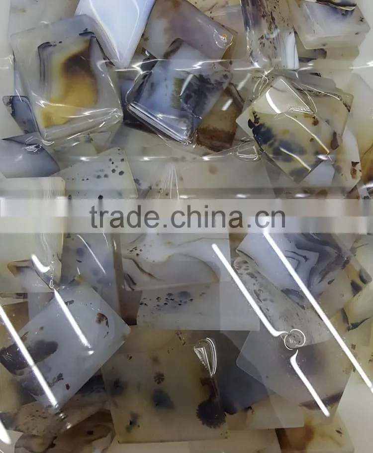 Rectangle-shaped Polished Agate Stone Slab Pendants