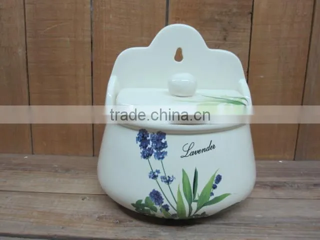 New lavender design ceramic unique sugar pot