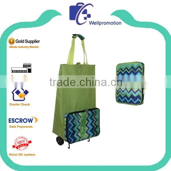 Wellpromotion supermarket foldable polyester shopping trolly