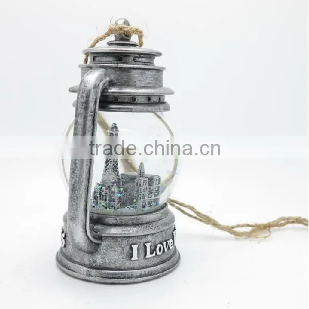 Fashion Decoration Building Waterglobe Lantern Resin Gift Items Low Cost