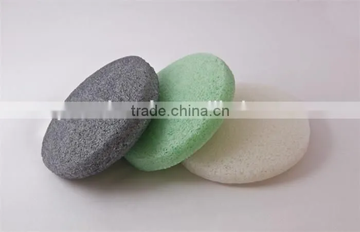 2015 Natural Japan Konjac Sponge Round Facial Sponge Bamboo Charcoal Face Cleaning Konjac Sponge