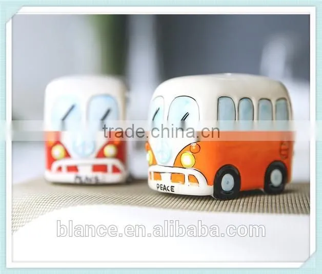 Camper Van VW ceramic salt and pepper shaker set in bus design
