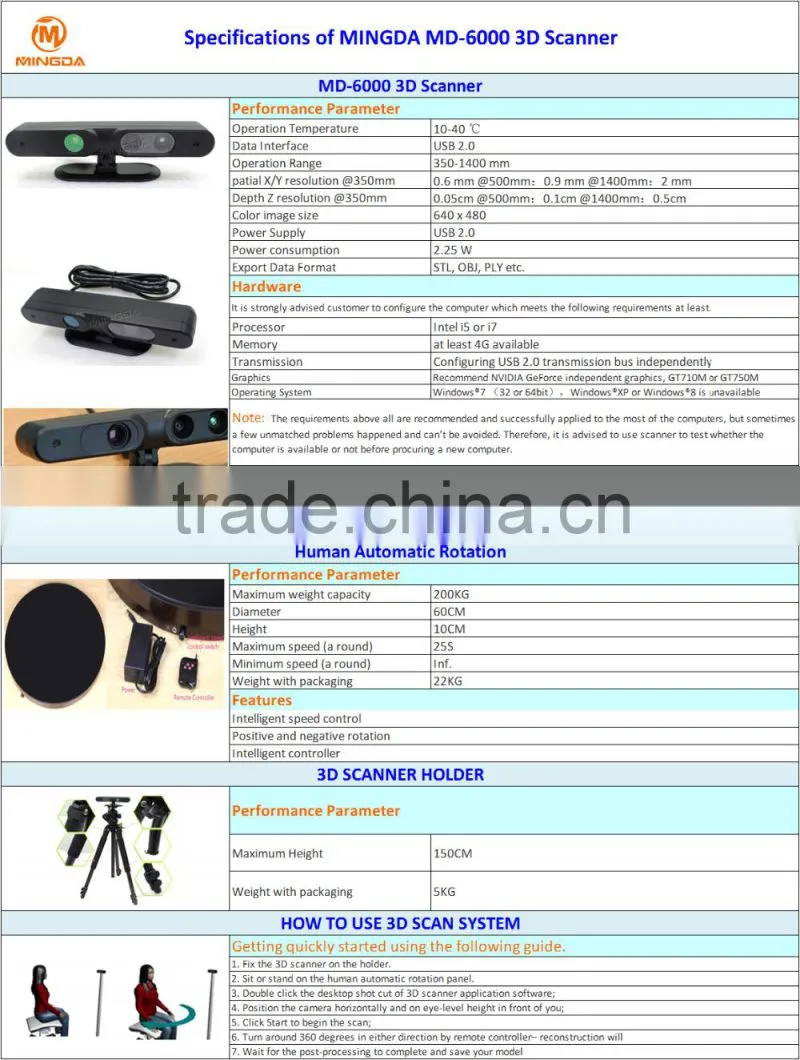 MINGDA 3D scanner & 3d printer , 3D Laser Scanner Price, 3D body scanner, industrial 3d printer and 3d model scanner