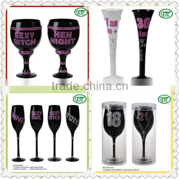 hand-made black wine glass for girl gift