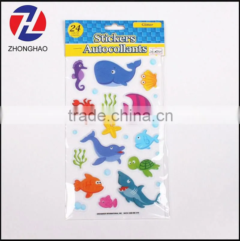 Promotional wholesale custom different animals puffy sticker