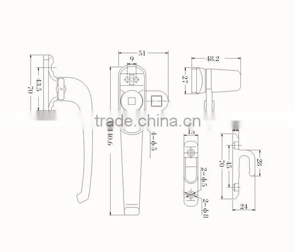 $2.80 new design handle lock for casement or aluminum window and door in Guangzhou