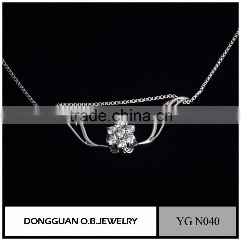 Wholesale Fashion Necklace Jewelry 925 Sterling Silver Crystal Flowers Necklace