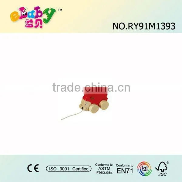 wood pull along toys with beetle