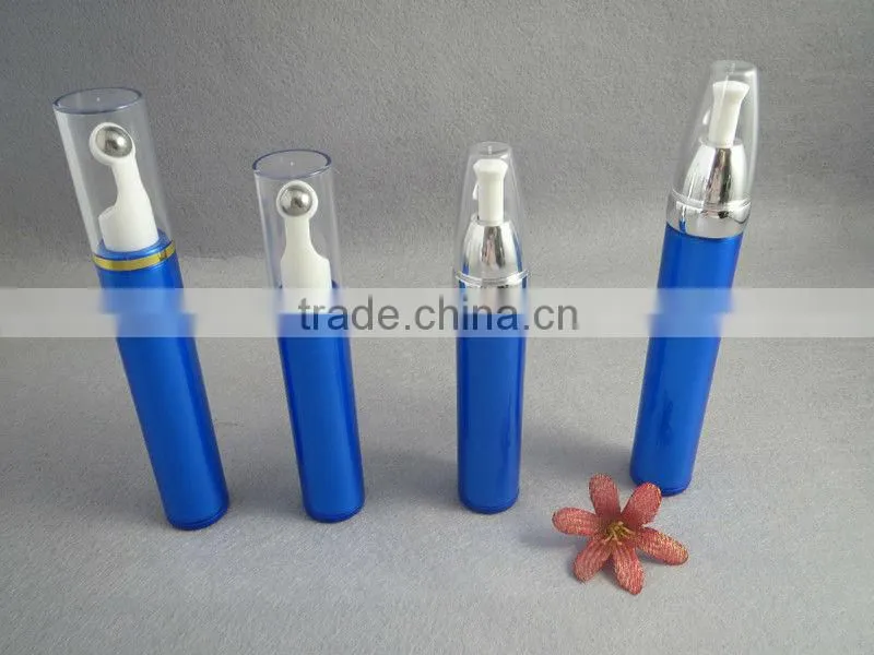 blue skincare cosmetic bottle with transparent cap