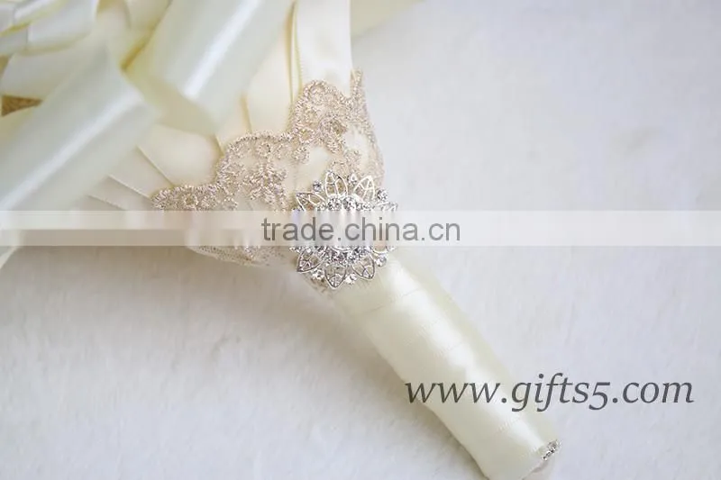 The best Brooch Bouque satin rose wedding flower crystal bouquet jewelry