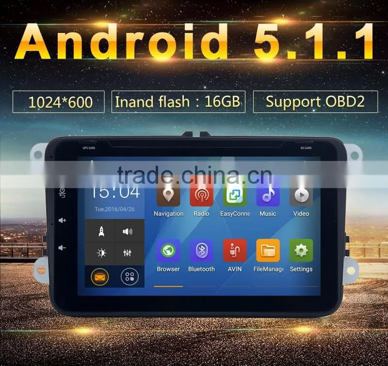 Cheap 8 Inch High quality double din 1024 600 High Resolution car gps dvd player for VW skoda