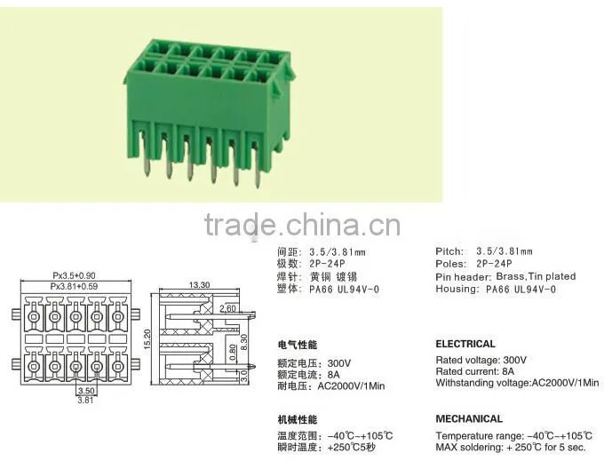Pluggable PCB Terminal Blocks double row 3.5mm connector KF 2EDGKRG/KVG-3.5mm2x5P connector