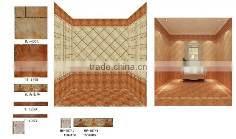 3D ink-jet Printing Technology Porcelain Glazed Wood Finish Ceramic Tiles