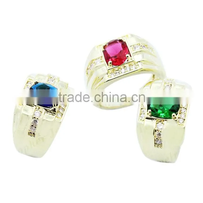 Cheap wholesale men ring in brass with gemstone fashion design