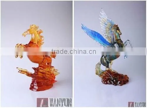 Coloured glass horse figurines for decoration