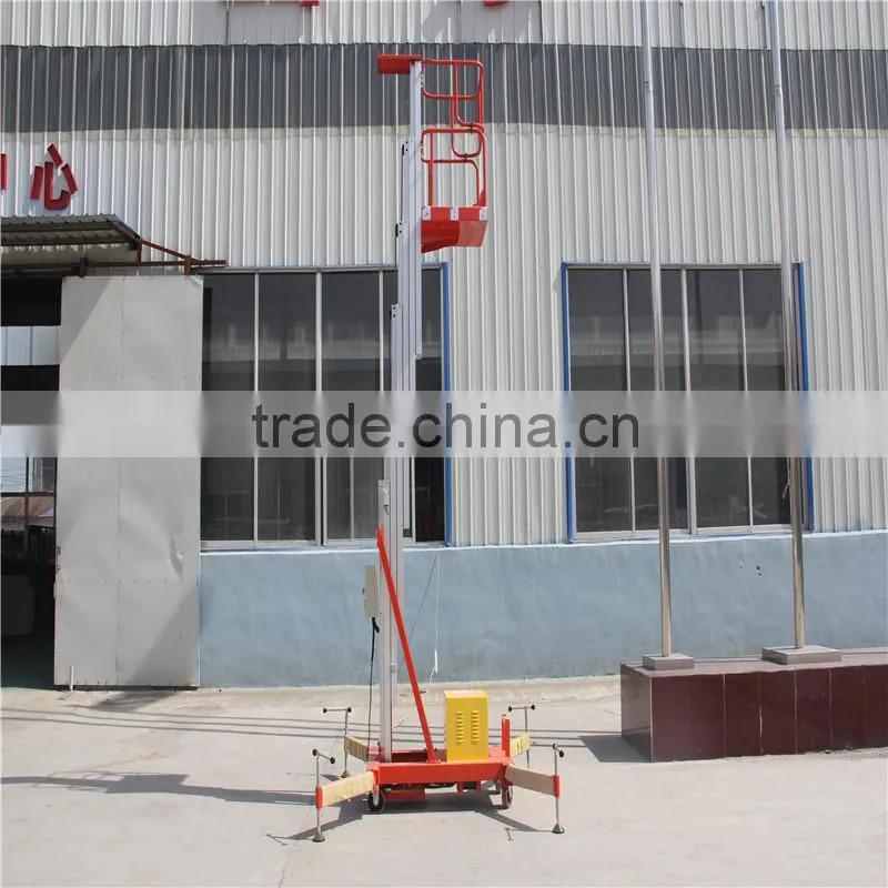 8M single mast aluminum electric manual handle one man lift