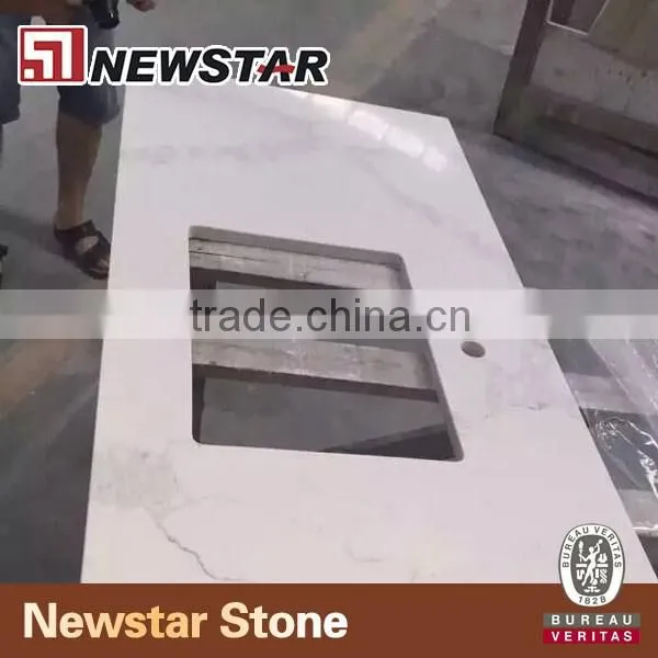 Newstar calcutta white quartz counter top