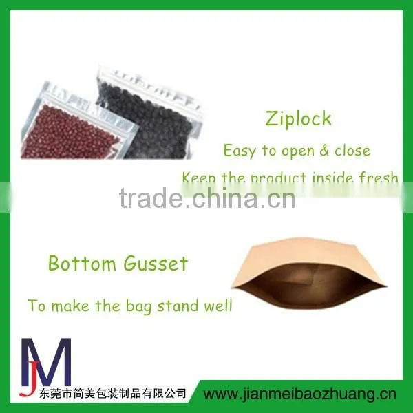 best quality zip top 3 sides heat seal bag zipper bag with hanging hole