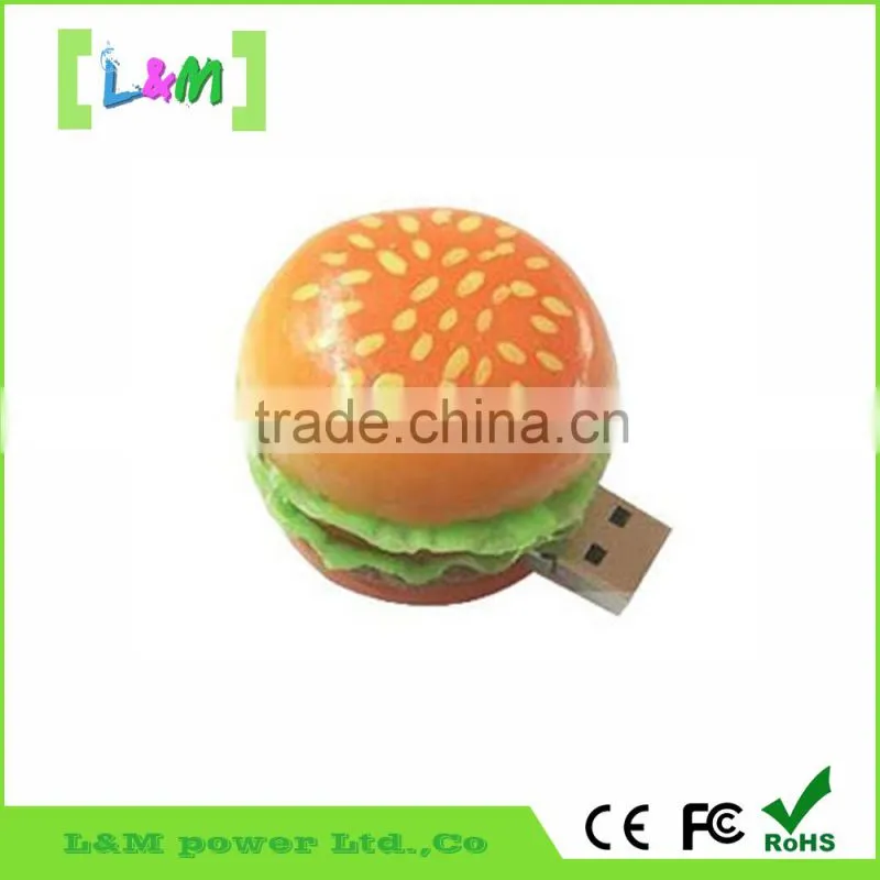 Hamburg shape gifts memory sticks Novelty PVC USB Flash Drives, Supports USB 2.0 Version, Suitable for Promotions