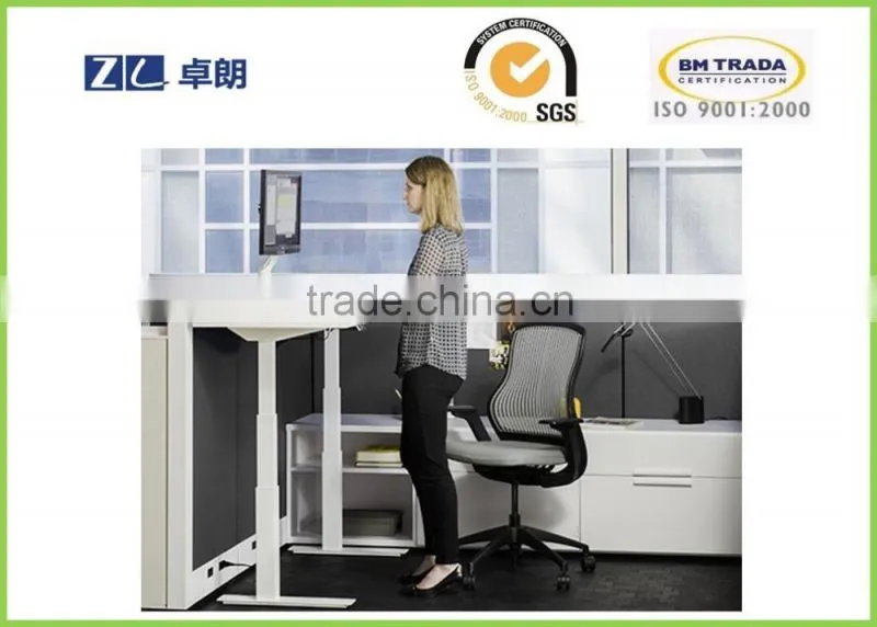 Office desk with adjustable height by electric