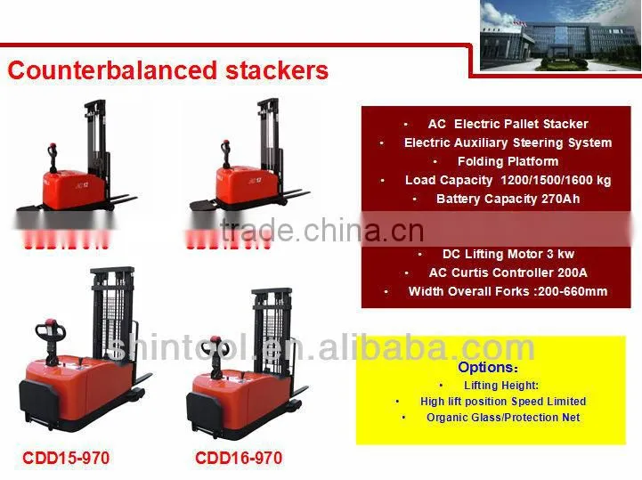 1.2T electric pallet stacker with 2-stage STD.