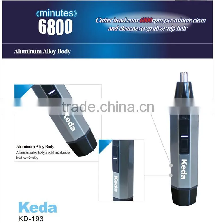 Battery KEDA Nose Trimmer with 2 Heads