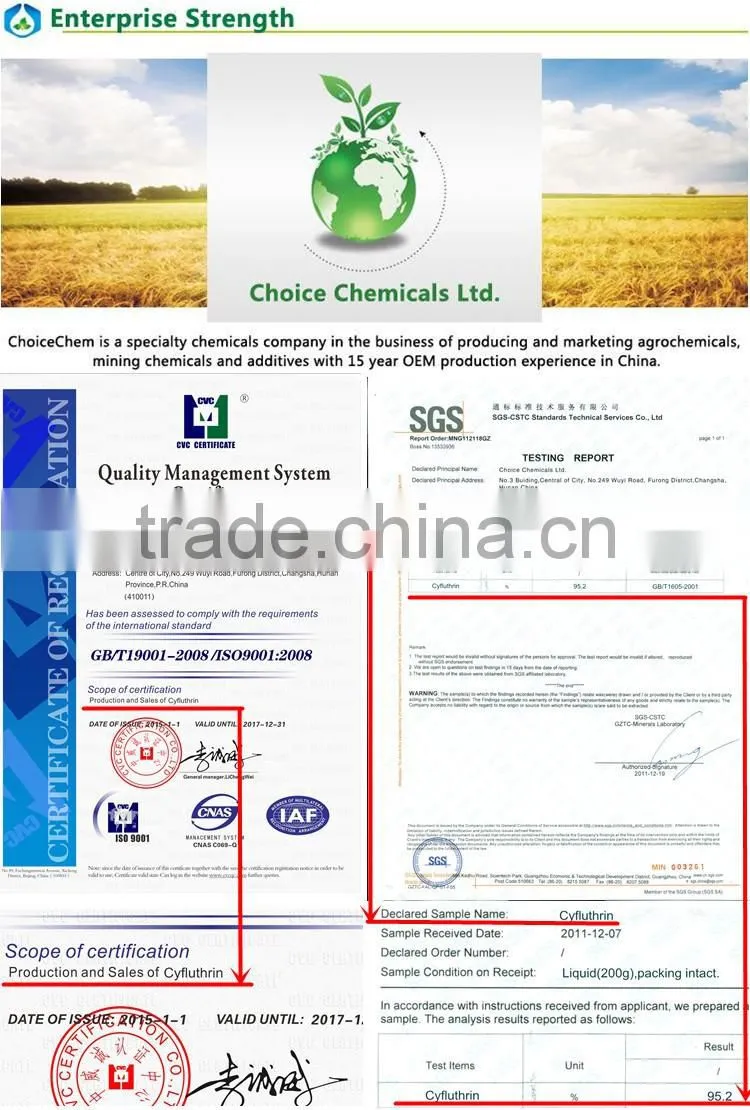 pyrethroid insecticide and household pesticide cyfluthrin 92% TC