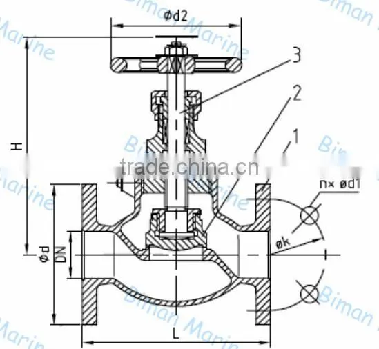 Marine Cast Steel Manual Operated Flanged Stop Valve / Globe Valve