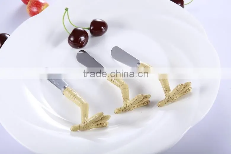 Cute creram polyresin head spoon, spoon rest, cutlery with long handle