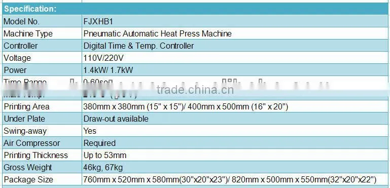 New Arrival Pneumatic Automatic Heat Press Machine FJXHB1,sublimation printing machine