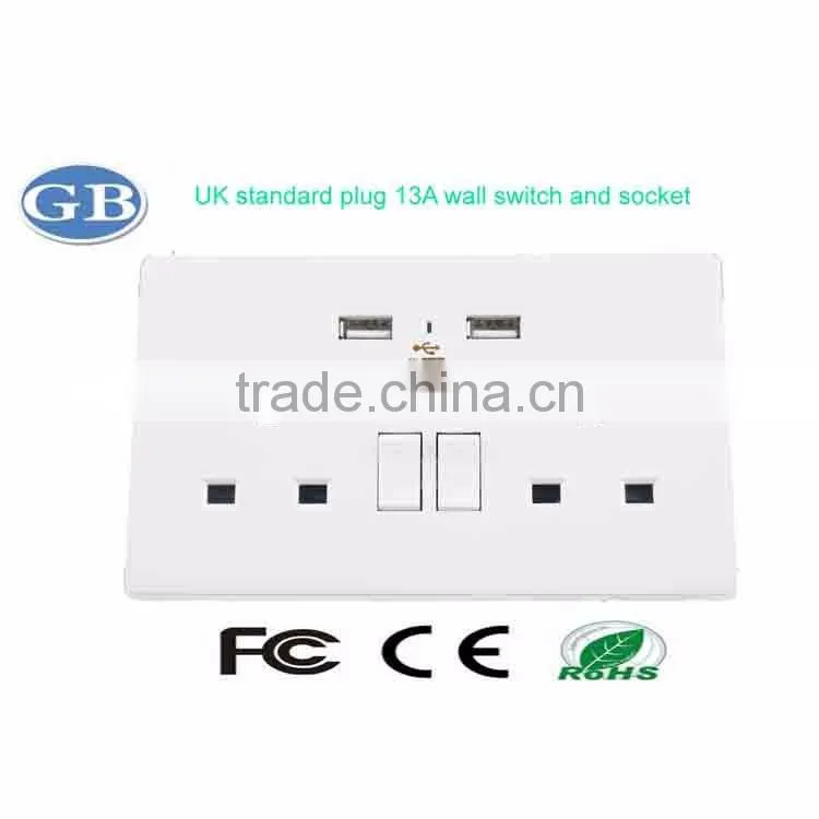 Multi plug wall sockets with dual usb ports made in China usb wall socket
