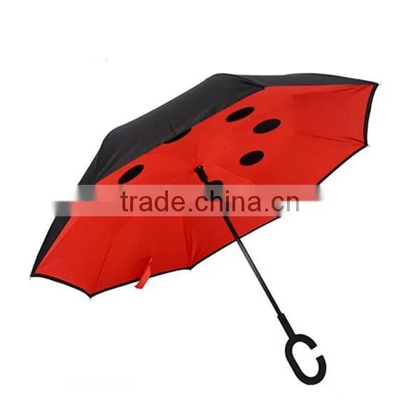 Double Layer C Shape Handle Windproof Inverted Umbrella