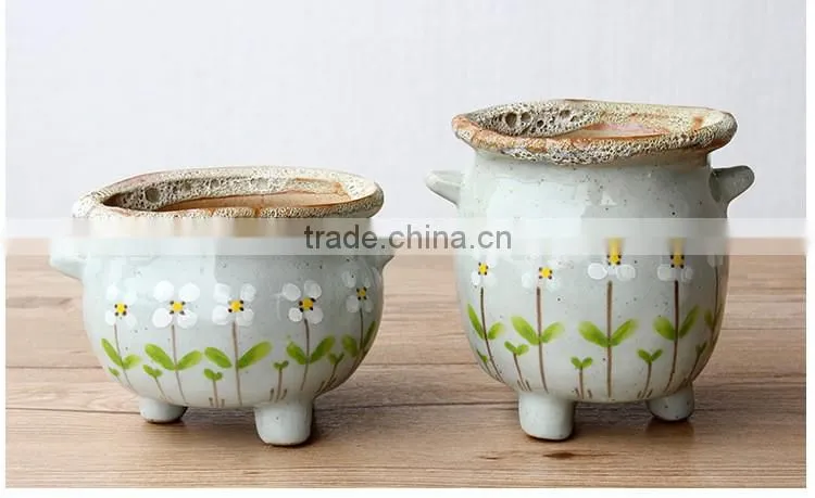 Attractive hand-painted cartoon ceramic flower pot