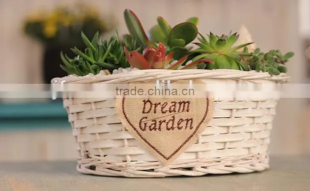 Creative home design handmade white wicker basket no handles