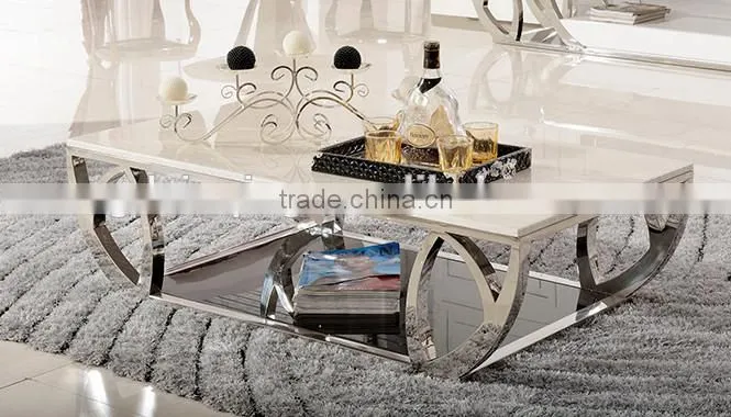 C380 China Living Room Center Table Stainless Steel Stone Sofa Table